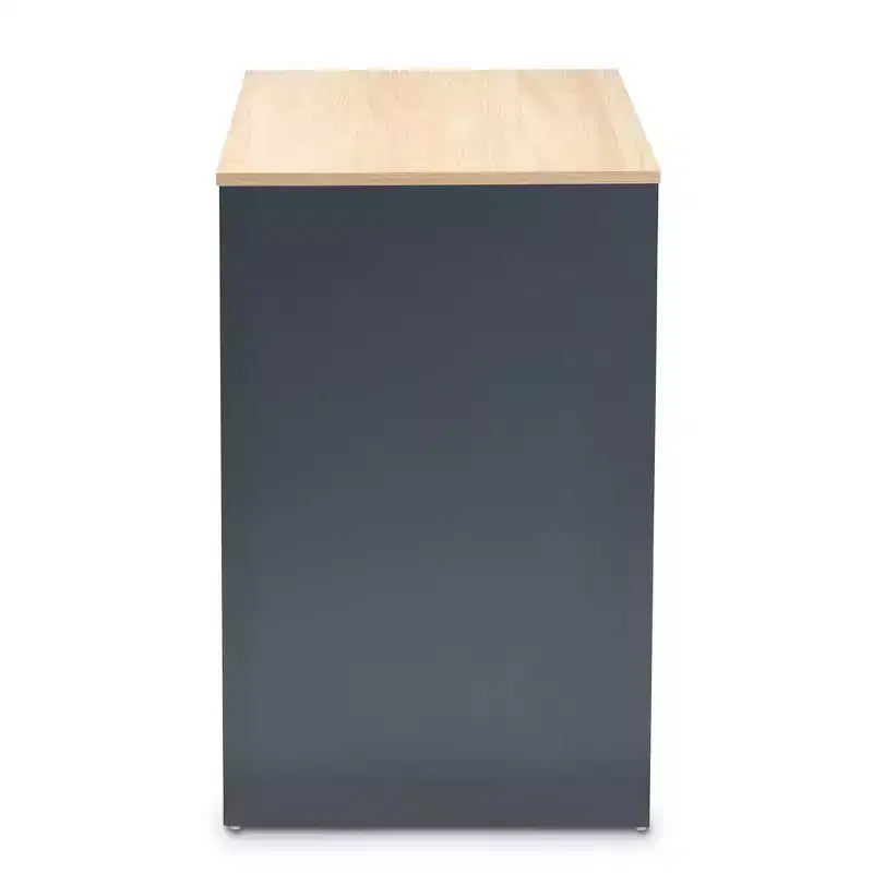 Bureau informatique en bois à 2 tiroirs Reed - Gris/Blanc - Baxton Studio : Style contemporain, rangement UC, mobilier de bureau à domicile