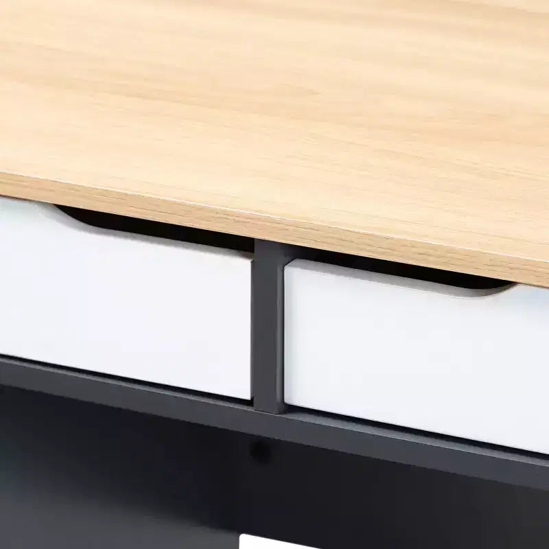 Bureau informatique en bois à 2 tiroirs Reed - Gris/Blanc - Baxton Studio : Style contemporain, rangement UC, mobilier de bureau à domicile