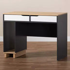 Bureau informatique en bois à 2 tiroirs Reed - Gris/Blanc - Baxton Studio : Style contemporain, rangement UC, mobilier de bureau à domicile