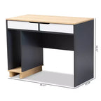 Bureau informatique en bois à 2 tiroirs Reed - Gris/Blanc - Baxton Studio : Style contemporain, rangement UC, mobilier de bureau à domicile