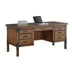 Martin Furniture Addison Bureau demi-piédestal auburn : Mobilier de bureau robuste avec rangement de dossiers, aucun assemblage requis