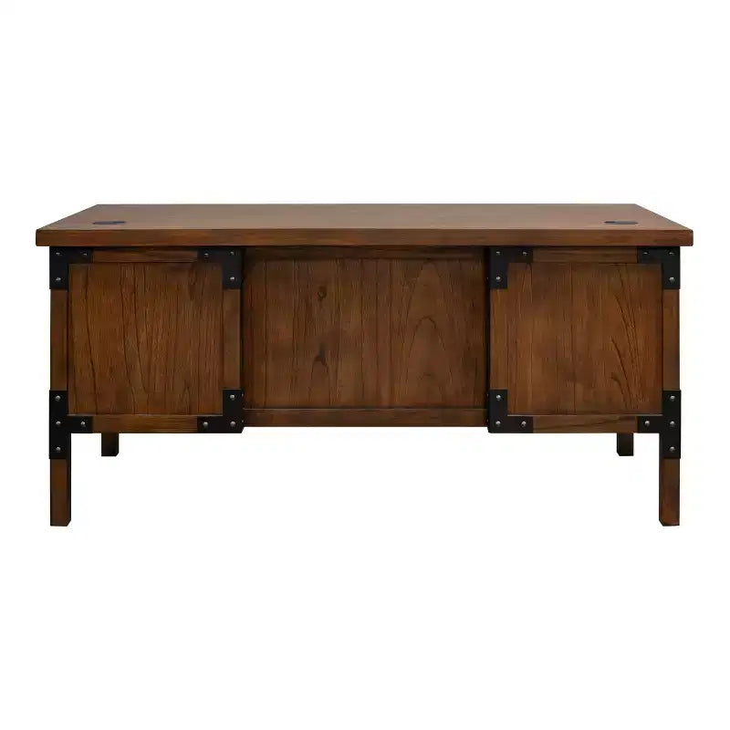Martin Furniture Addison Bureau demi-piédestal auburn : Mobilier de bureau robuste avec rangement de dossiers, aucun assemblage requis