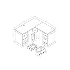 Bureau d'angle Ghally avec tiroir verrouillable et ports USB, chêne blanc - miBasics : Équipé de rangement pour dossiers, finition mate