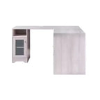 Bureau d'angle Ghally avec tiroir verrouillable et ports USB, chêne blanc - miBasics : Équipé de rangement pour dossiers, finition mate