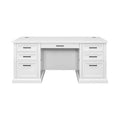 Modern Wood Double Pedestal Desk Fully Assembled White Finish - Abby Collection - Martin Furniture: Executive Office, Cable Management
