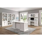 Bureau double piédestal en bois moderne entièrement assemblé finition blanche - Collection Abby - Martin Furniture : Bureau de direction, Gestion des câbles