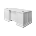 Bureau double piédestal en bois moderne entièrement assemblé finition blanche - Collection Abby - Martin Furniture : Bureau de direction, Gestion des câbles