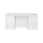 Bureau double piédestal en bois moderne entièrement assemblé finition blanche - Collection Abby - Martin Furniture : Bureau de direction, Gestion des câbles