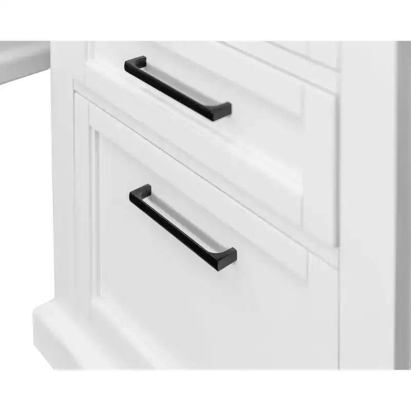 Bureau double piédestal en bois moderne entièrement assemblé finition blanche - Collection Abby - Martin Furniture : Bureau de direction, Gestion des câbles