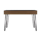 Almaty Computer Desk Brown - Boahaus: Ergonomic Workstation with Drawer & Tempered Glass Top