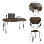 Bureau informatique Almaty marron - Boahaus : poste de travail ergonomique avec tiroir et plateau en verre trempé