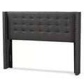 Queen Ginaro Modern Winged Headboard with Nailhead Trim - Baxton Studio: Upholstered, MDF Frame