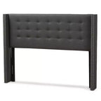 Queen Ginaro Modern Winged Headboard with Nailhead Trim - Baxton Studio: Upholstered, MDF Frame