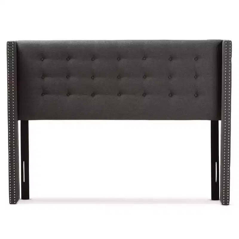 Tête de lit moderne ailée Ginaro Queen avec garniture cloutée – Baxton Studio : Rembourrée, cadre en MDF