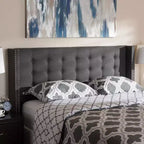 Tête de lit moderne ailée Ginaro Queen avec garniture cloutée – Baxton Studio : Rembourrée, cadre en MDF