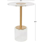 Table d'appoint en acrylique Olivia & May : Support doré, Aucun assemblage requis, Utilisation intérieure, Style moderne, Hauteur de 58 cm