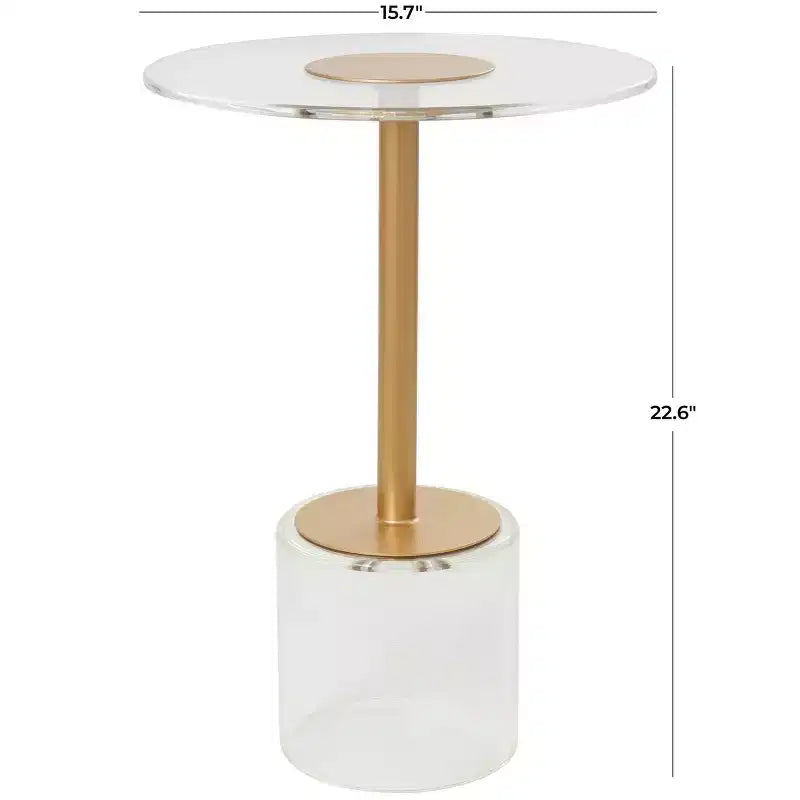 Table d'appoint en acrylique Olivia & May : Support doré, Aucun assemblage requis, Utilisation intérieure, Style moderne, Hauteur de 58 cm