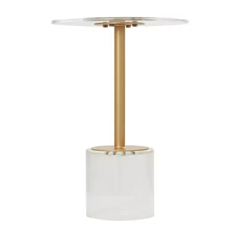 Table d'appoint en acrylique Olivia & May : Support doré, Aucun assemblage requis, Utilisation intérieure, Style moderne, Hauteur de 58 cm