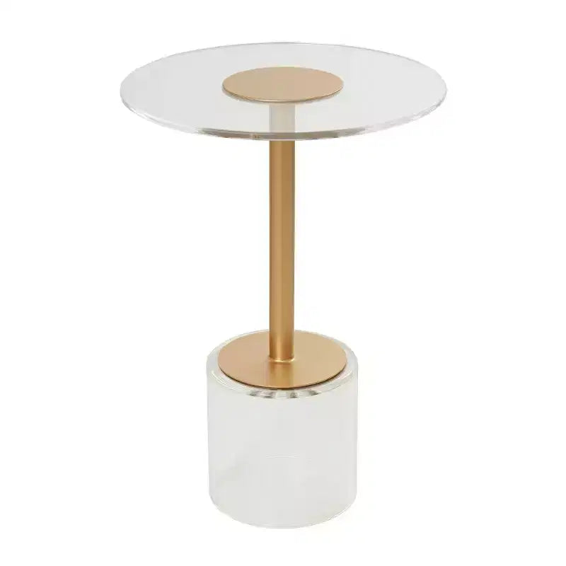 Table d'appoint en acrylique Olivia & May : Support doré, Aucun assemblage requis, Utilisation intérieure, Style moderne, Hauteur de 58 cm