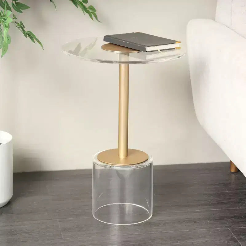 Table d'appoint en acrylique Olivia & May : Support doré, Aucun assemblage requis, Utilisation intérieure, Style moderne, Hauteur de 58 cm