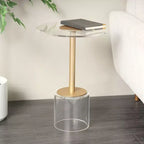 Table d'appoint en acrylique Olivia & May : Support doré, Aucun assemblage requis, Utilisation intérieure, Style moderne, Hauteur de 58 cm