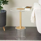 Table d'appoint en acrylique Olivia & May : Support doré, Aucun assemblage requis, Utilisation intérieure, Style moderne, Hauteur de 58 cm