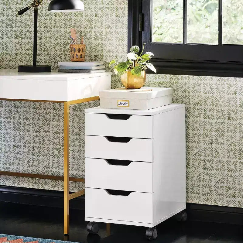 Meuble à roulettes Loring blanc - Threshold™ : Ensemble de mobilier de bureau mobile avec tiroirs