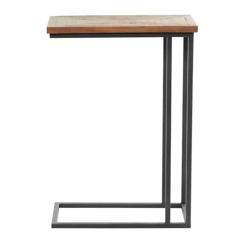 Table d'appoint en C en métal rustique marron - Olivia & May : aucun assemblage requis, utilisation intérieure, entièrement assemblée
