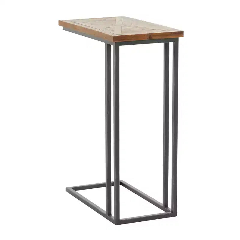 Table d'appoint en C en métal rustique marron - Olivia & May : aucun assemblage requis, utilisation intérieure, entièrement assemblée