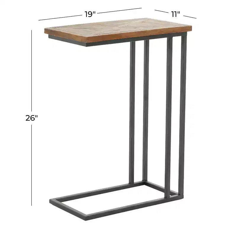 Table d'appoint en C en métal rustique marron - Olivia & May : aucun assemblage requis, utilisation intérieure, entièrement assemblée