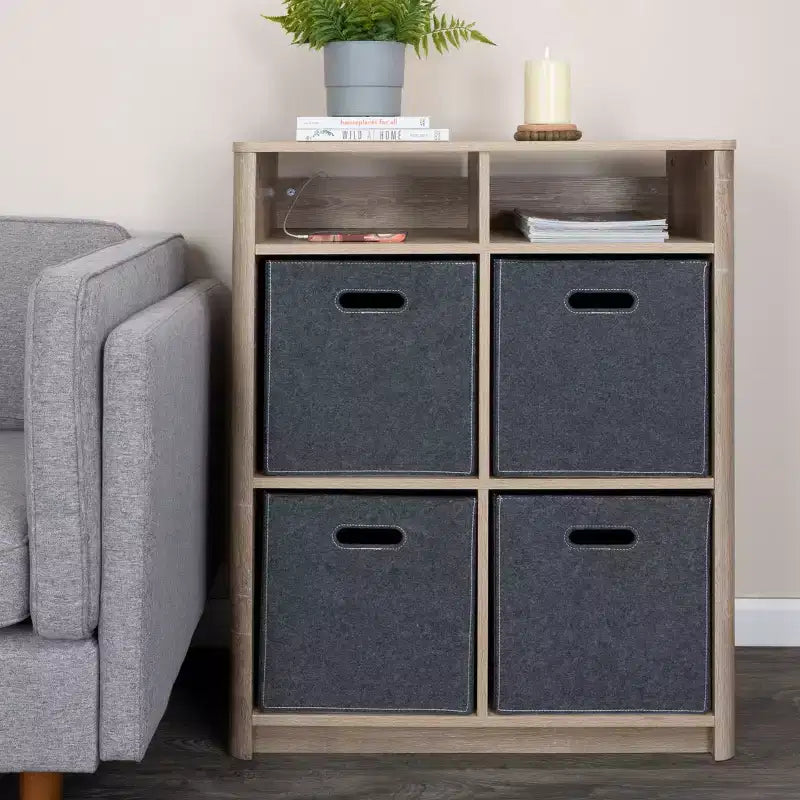 Console Radius Storied Home : Cadre en panneaux de particules, Plateau en bois, Forme rectangulaire beige, Hauteur 36,5 po