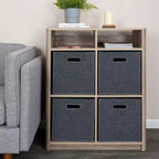 Console Radius Storied Home : Cadre en panneaux de particules, Plateau en bois, Forme rectangulaire beige, Hauteur 36,5 po