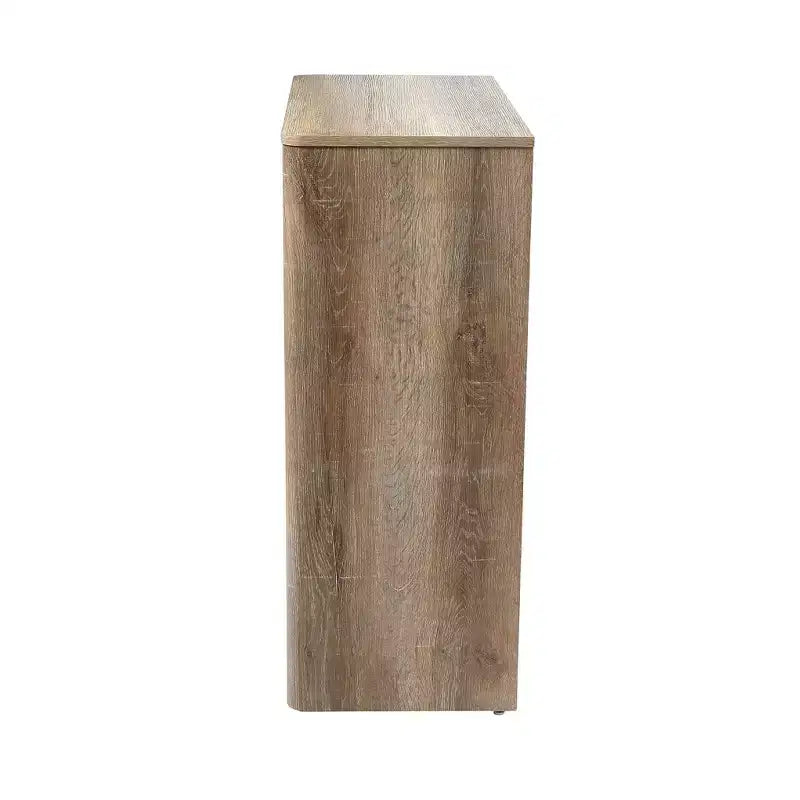 Console Radius Storied Home : Cadre en panneaux de particules, Plateau en bois, Forme rectangulaire beige, Hauteur 36,5 po