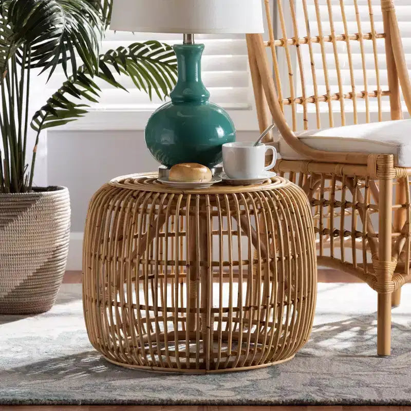 Table d'appoint Maverick en rotin naturel/marron - bali & pari