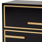 Table d'appoint Giolla en bois et métal avec 2 tiroirs Noir/Doré - Baxton Studio : Table d'appoint élégante avec rangement, design moderne
