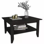 Table basse Trieste noire - Boahaus : Design minimaliste moderne, surface de 80 x 70 cm, étagère inférieure