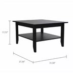 Table basse Trieste noire - Boahaus : Design minimaliste moderne, surface de 80 x 70 cm, étagère inférieure