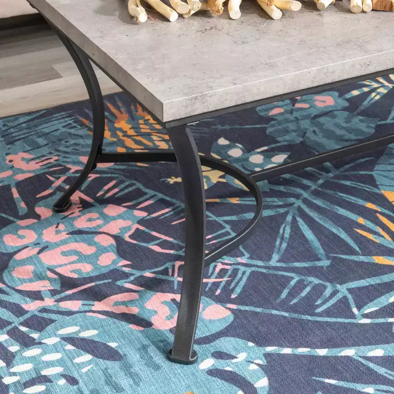 Talley, ensemble de 3 tables basses et tables d'appoint avec plateau en métal et faux béton, finition charbon – Powell : Ensemble de meubles de salon industriel