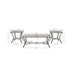 Talley, ensemble de 3 tables basses et tables d'appoint avec plateau en métal et faux béton, finition charbon – Powell : Ensemble de meubles de salon industriel