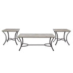 Talley, ensemble de 3 tables basses et tables d'appoint avec plateau en métal et faux béton, finition charbon – Powell : Ensemble de meubles de salon industriel