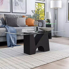 HOMES: Inside + Out Table Basse Rectangulaire Moderne Riverpoint Transparent/Noir : Structure en acier, plateau en verre trempé, bords biseautés
