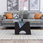 HOMES: Inside + Out Table Basse Rectangulaire Moderne Riverpoint Transparent/Noir : Structure en acier, plateau en verre trempé, bords biseautés