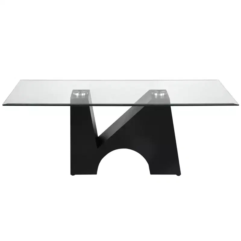 HOMES: Inside + Out Table Basse Rectangulaire Moderne Riverpoint Transparent/Noir : Structure en acier, plateau en verre trempé, bords biseautés