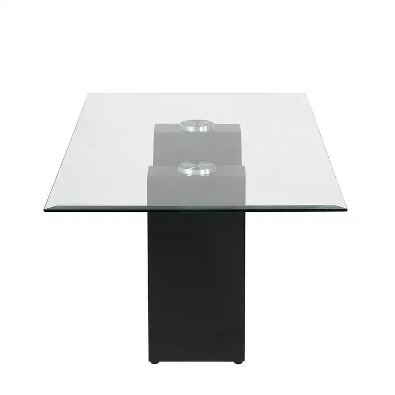 HOMES: Inside + Out Table Basse Rectangulaire Moderne Riverpoint Transparent/Noir : Structure en acier, plateau en verre trempé, bords biseautés