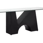 HOMES: Inside + Out Table Basse Rectangulaire Moderne Riverpoint Transparent/Noir : Structure en acier, plateau en verre trempé, bords biseautés