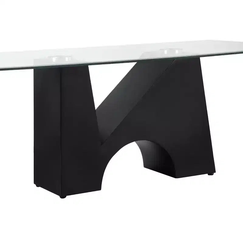 HOMES: Inside + Out Table Basse Rectangulaire Moderne Riverpoint Transparent/Noir : Structure en acier, plateau en verre trempé, bords biseautés