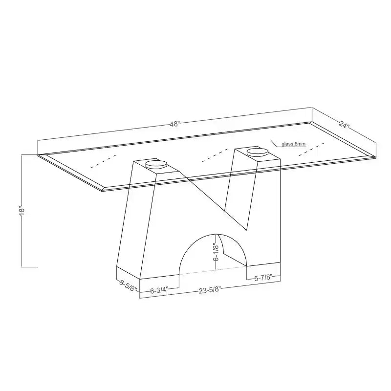 HOMES: Inside + Out Table Basse Rectangulaire Moderne Riverpoint Transparent/Noir : Structure en acier, plateau en verre trempé, bords biseautés