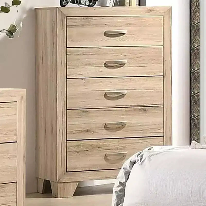 Commode de rangement décorative Miquell 32" Naturelle - Acme Furniture : Bois composite, 5 tiroirs, hauteur 44"