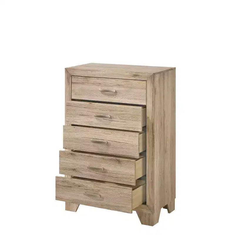 Commode de rangement décorative Miquell 32" Naturelle - Acme Furniture : Bois composite, 5 tiroirs, hauteur 44"