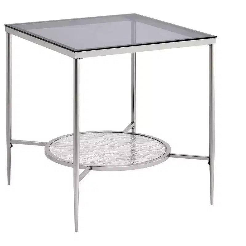 Table d'appoint en verre Adelrik Acme Furniture avec finition chromée